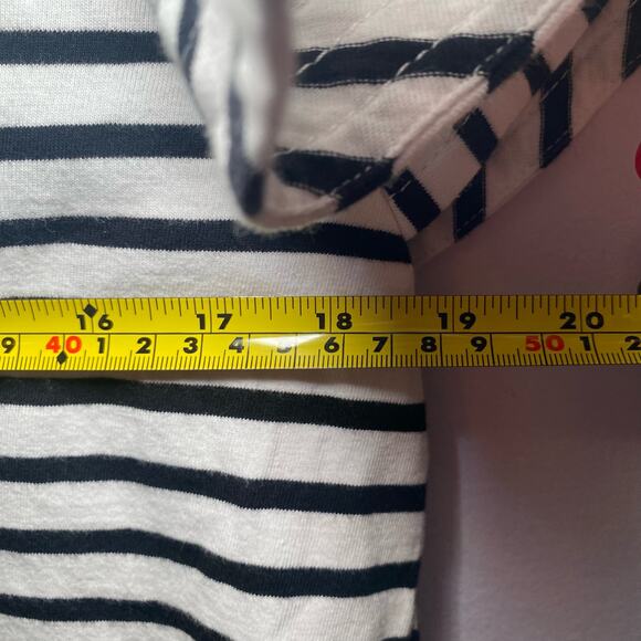 A.L.C. Women's size Medium Black White Stripe Ruffle Short Sleeve Carrie Shirt - Picture 6 of 9